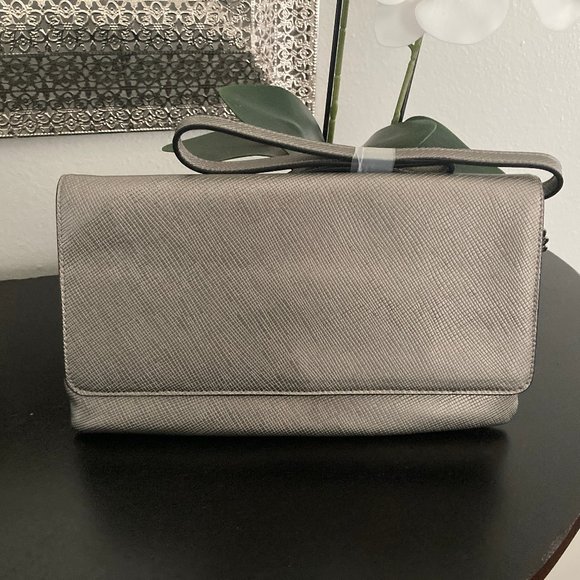 a new day Gunmetal Gray Metallic Crossboy Clutch Handbag New - Picture 1 of 10
